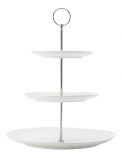 Maxwell & Williams White Basics Diamonds 3-Tier Gift Boxed Cake Stand White