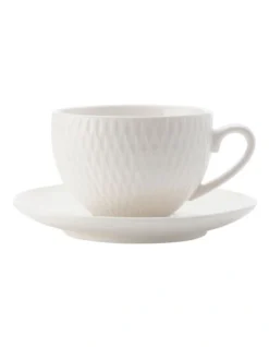 Maxwell & Williams White Basics Diamonds 90ml Demi Cup & Saucer