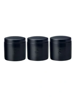 Maxwell & Williams Epicurious Set Of 3 600ml Canister Gift Boxed Black