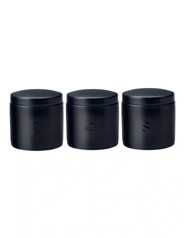 Maxwell & Williams Epicurious Set Of 3 600ml Canister Gift Boxed Black
