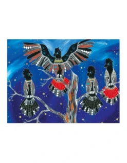 Maxwell & Williams Melanie Hava Jugaig-Bana-Wabu Tea Black Cockatoos 50x70cm Tea Towel Blue