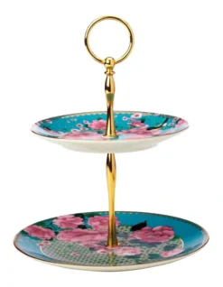 Maxwell & Williams Teas & C's Silk Road 2-Tier Gift Boxed Cake Stand Aqua