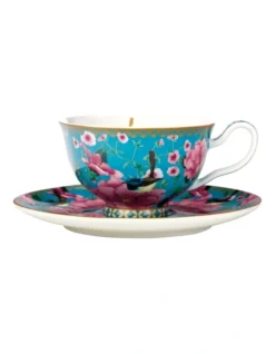 Maxwell & Williams Teas & C's Silk Road 200ml Gift Boxed Footed Cup & Saucer Set Aqua
