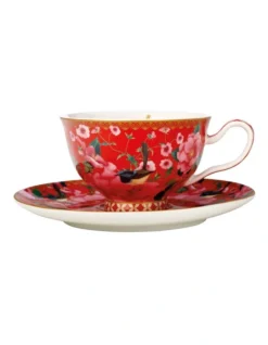 Maxwell & Williams Teas & C's Silk Road 200ml Gift Boxed Footed Cup & Saucer Set Red