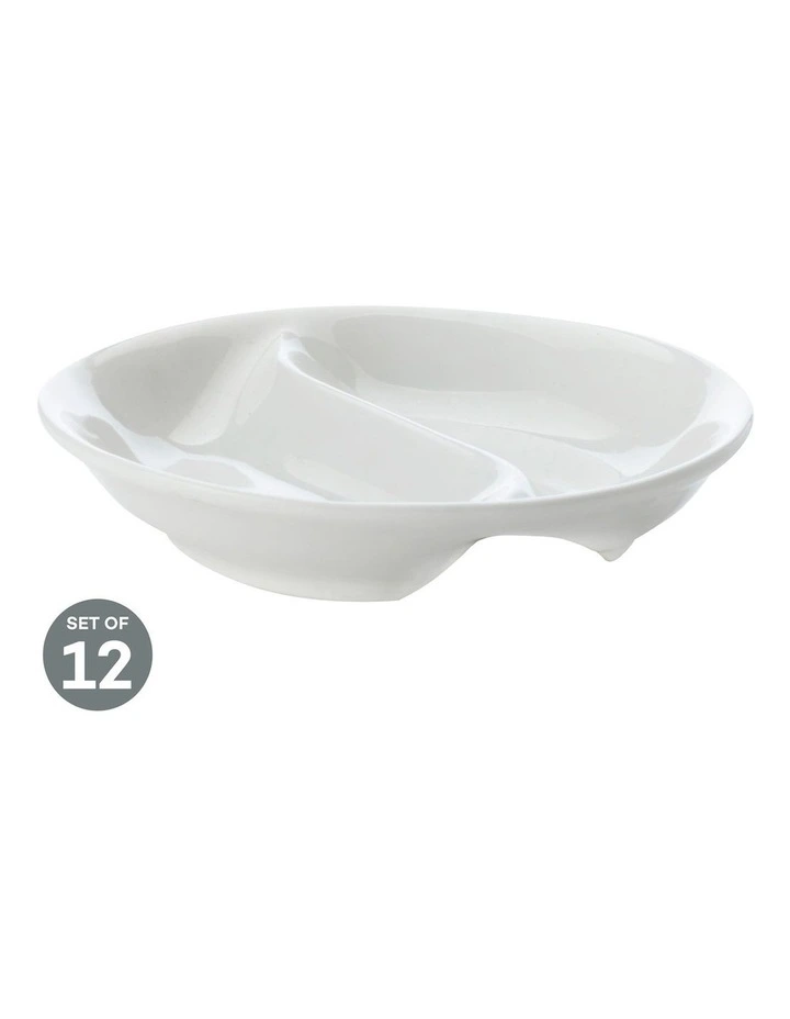 Maxwell & Williams White Basics Round Divided Sauce 10cm Set Of 12