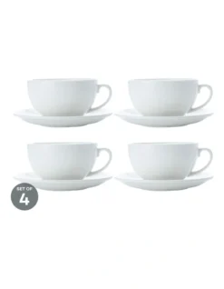 Maxwell & Williams White Basics Cappuccino Cup & Saucer 320ML Set Of 4