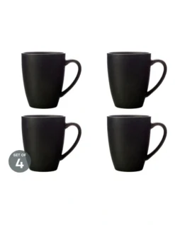 Maxwell & Williams Caviar Coupe Mug 400ML Black Set Of 4