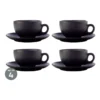 Maxwell & Williams Caviar Coupe Cup & Saucer 250ML Black Set Of 4