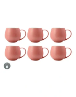 Maxwell & Williams Tint Snug Mug 450ML Coral Set Of 6