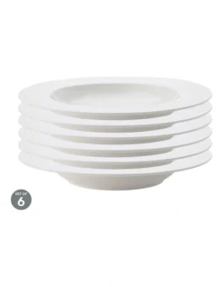 Maxwell & Williams White Basics Diamonds Rim Soup Bowl 22.5cm Set Of 6