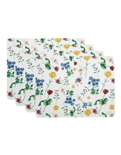 Maxwell & Williams Posy 34x26.5cm Set Of 4 Gift Boxed Cork Back Placemat