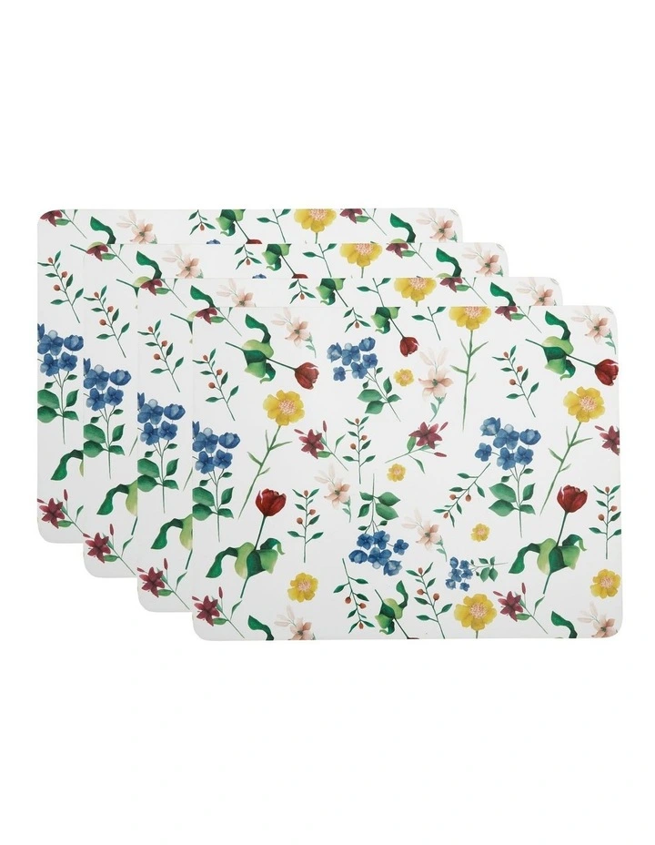 Maxwell & Williams Posy 34x26.5cm Set Of 4 Gift Boxed Cork Back Placemat