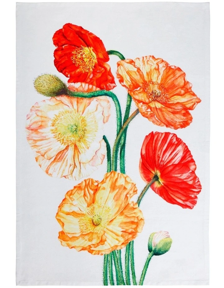 Maxwell & Williams Katherine Castle Floriade Tea Towel 50x70cm Poppy
