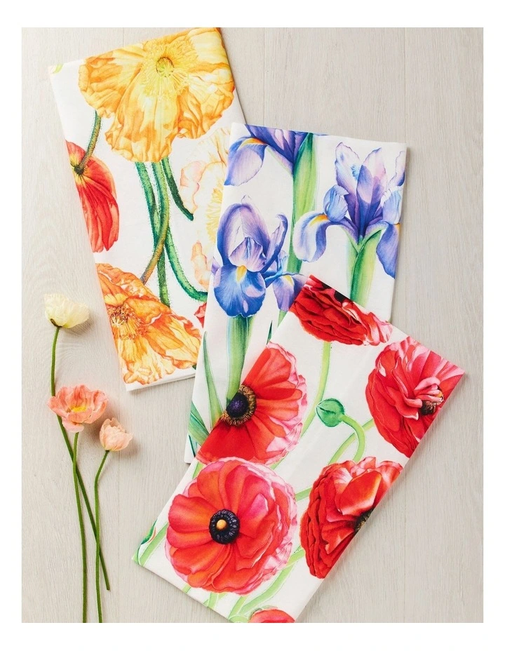 Maxwell & Williams Katherine Castle Floriade Tea Towel 50x70cm Poppy - Image 2