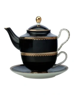 Maxwell & Williams Teas & C's Classic Tea For One With Infuser 380ML Black Gift Boxed