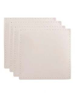 Maxwell & Williams Table Accents Leather Look Cowhide Coaster Set Of 4 In Ivory
