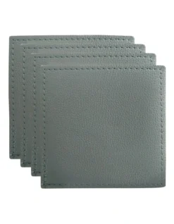 Maxwell & Williams Table Accents Leather Look Cowhide Coaster Set Of 4 In Grey