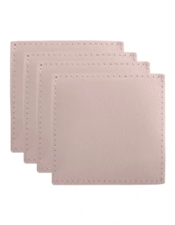 Maxwell & Williams Table Accents Leather Look Cowhide Coaster Set Of 4 In Salt