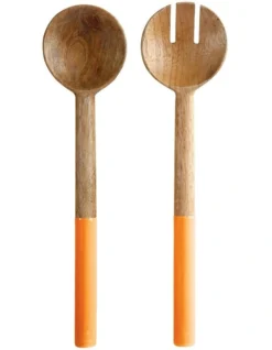 Maxwell & Williams Mezze Salad Servers Mango Wood 31cm Ochre