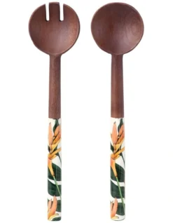 Maxwell & Williams The Blck Pen Night Garden Salad Servers Enamel Finish 31cm