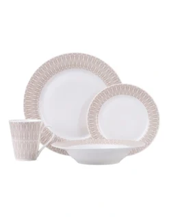 Maxwell & Williams Zenith Rim Dinner Set 16pc Taupe Gift Boxed