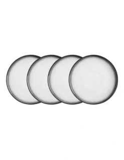 Maxwell & Williams Caviar Granite High Rim Plate 26.5cm Set Of 4 Black/White
