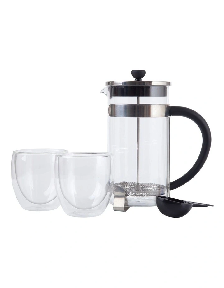 Maxwell & Williams Blend Plunger 1L With 2 Glasses Gift Boxed