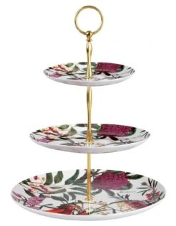 Maxwell & Williams Royal Botanic Gardens Botanica 3 Tiered Cake Stand Gift Boxed In Multi