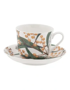 Maxwell & Williams Royal Botanic Gardens Botanica Cup & Saucer 450ML Wattle Gift Boxed In Multi