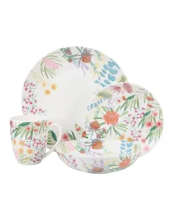 Maxwell & Williams Royal Botanic Gardens Native Blooms Coupe Dinner Set 16pc Gift Boxed In Multi
