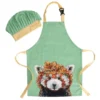 Maxwell & Williams Marini Ferlazzo Wild Planet Kids Apron & Hat Set Red Panda In Green