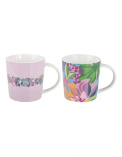 Maxwell & Williams Kasey Rainbow Be Fierce Courageous Mug Set Of 2 380ML Gift Boxed In Multi