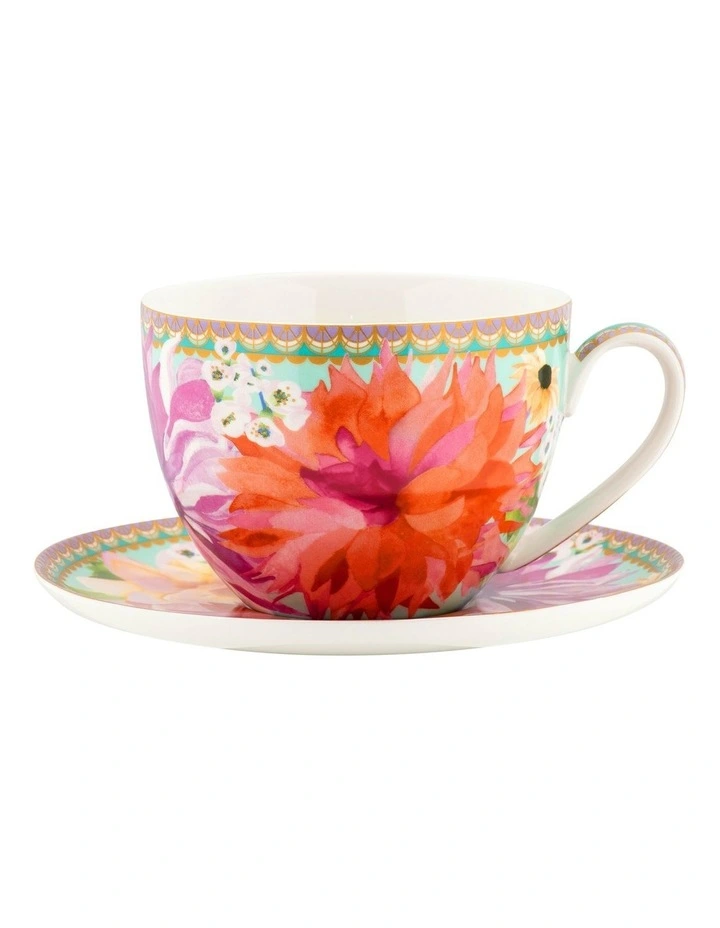 Maxwell & Williams Teas & C's Dahlia Daze Breakfast Cup & Saucer 480ML Gift Boxed In Multi