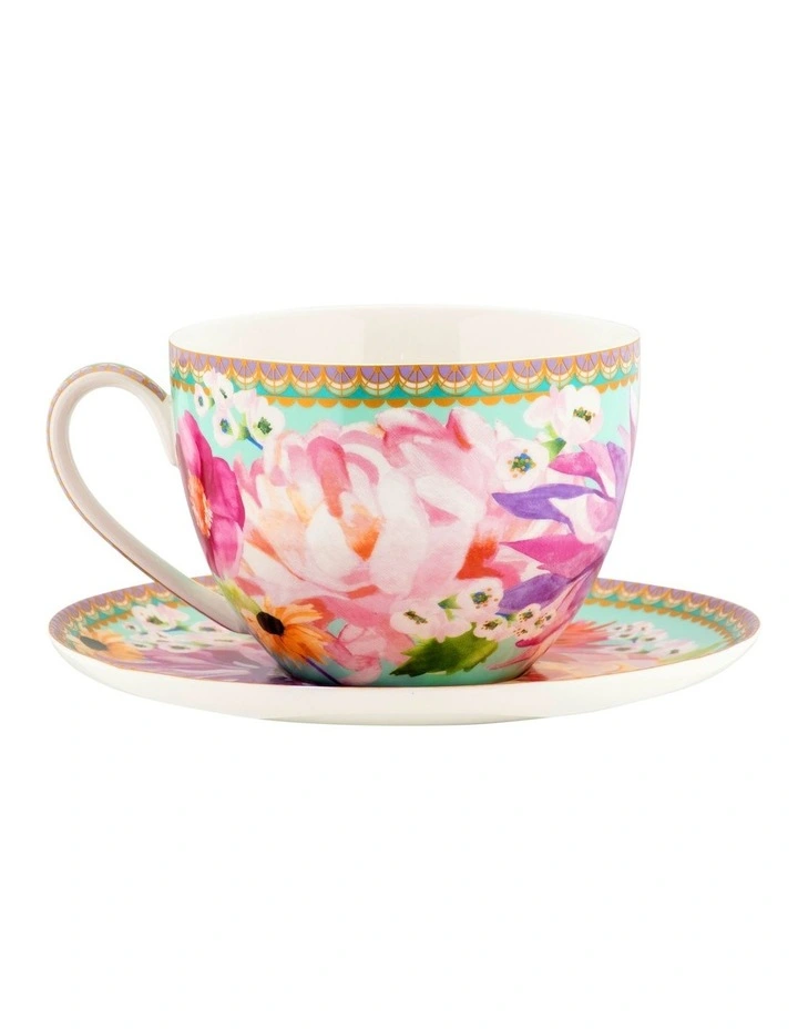 Maxwell & Williams Teas & C's Dahlia Daze Breakfast Cup & Saucer 480ML Gift Boxed In Multi - Image 2