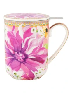 Maxwell & Williams Teas & C's Dahlia Daze Lidded Mug 340ml Gift Boxed In Multi