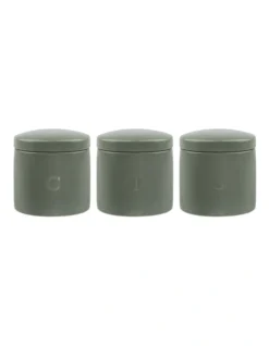 Maxwell & Williams Gift Boxed Epicurious Canister 600ml Set Of 3 In Sage