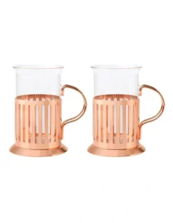 Maxwell & Williams Gift Boxed Blend Colombia Glass With Frame 250ml Set Of 2 In Rose Gold