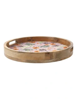 Maxwell & Williams Arcadia Round Serving Tray Wood Enamel Finish 40x5cm In Multi
